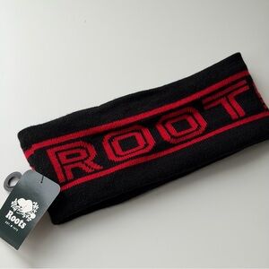 Roots Sport Ski Band Black & Red One Size Fleece-Like  Lining NWT